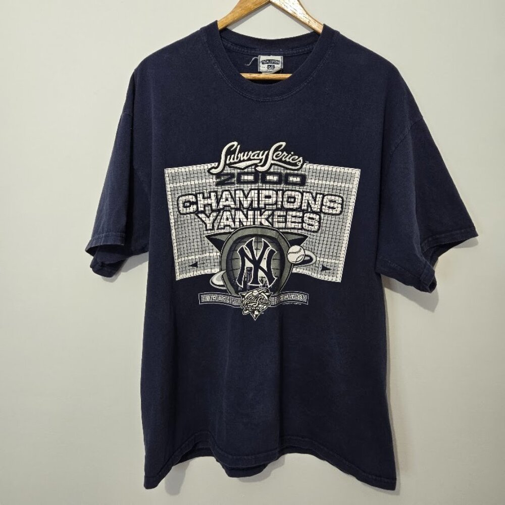 Vtg Lee 2000 New York Yankees Subway Series Champions T-Shirt Sz L MLB Baseball